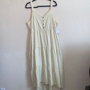 new linen long chore dress lagen tank striped XXL praire sonoma peasant cottage